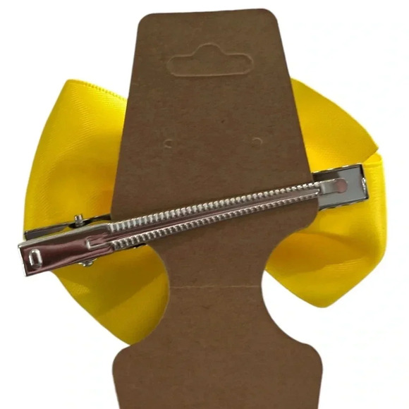 Set of 2 yellow and white handmade hair  clips - Picture 4 of 6